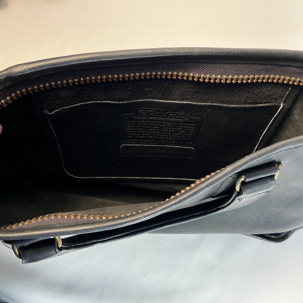 Vintage Coach Black Leather Briefcase Retractable Handle Document Bag 5265 - Picture 5 of 12